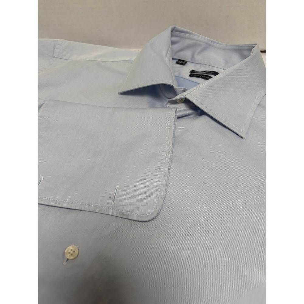 SUITSUPPLY Tessitura Monti Two Ply Italian Cotton Blue French Cuff 45x 17 3/4